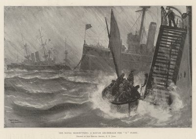 The Naval Manoeuvres, a Rough Anchorage for X Fleet by Fred T. Jane